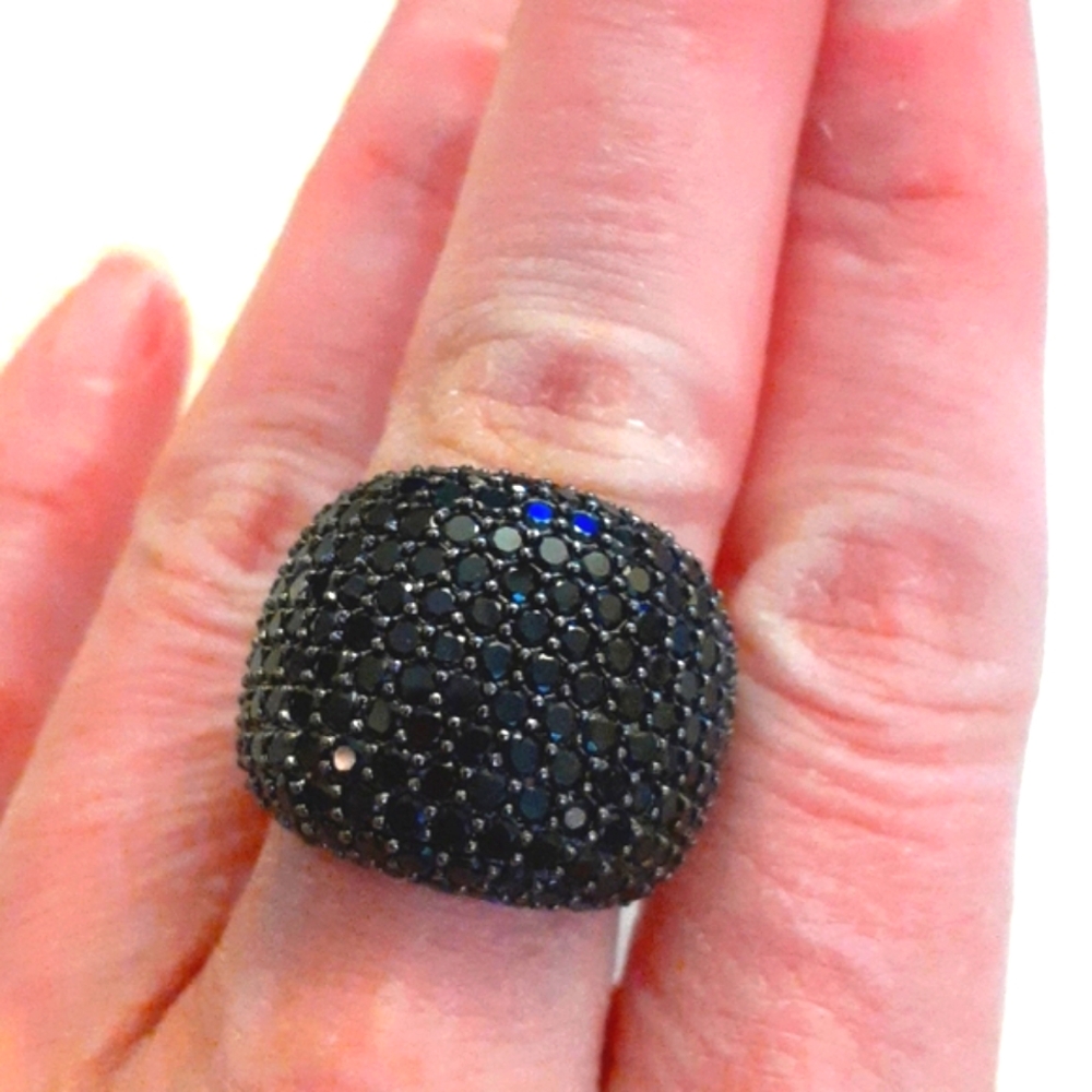 BLACK SPINEL DOME RING - Picture 2 of 7